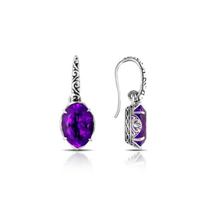 Sterling Silver Amethyst Quartz cushion earrings