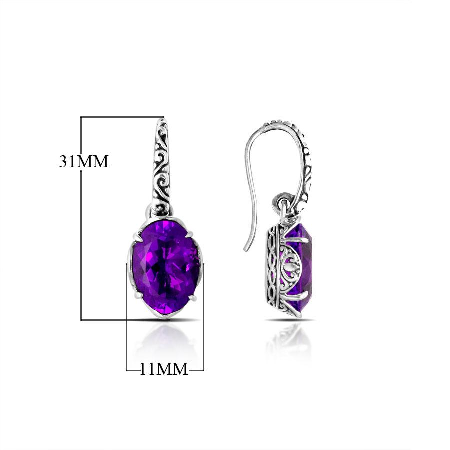 Sterling Silver Amethyst Quartz cushion earrings