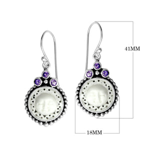 AE-6115-CO1 Sterling Silver Earring With Bone Face & Amethyst Q. Jewelry Bali Designs Inc