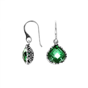 Wholesale sterling silver teardrop earrings featuring faceted Green Quartz and polished detailing.