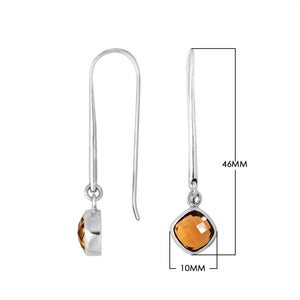 Wholesale sterling silver hook earrings with faceted Citrine Quartz stone