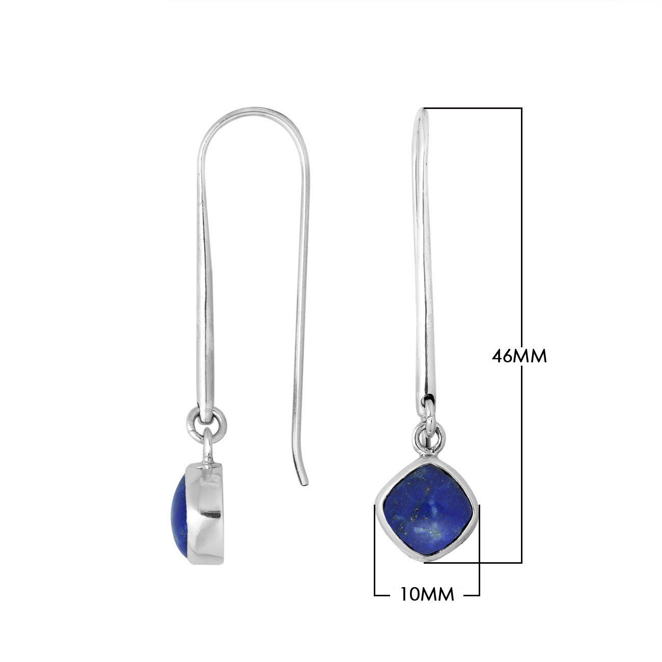 Wholesale sterling silver hook earrings with cushion-cut Lapis stone