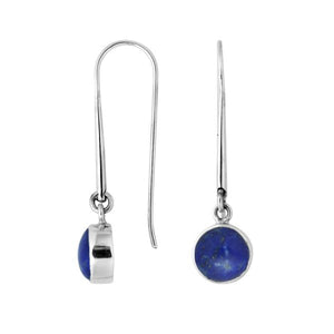 Wholesale sterling silver round hook earrings with Lapis stone