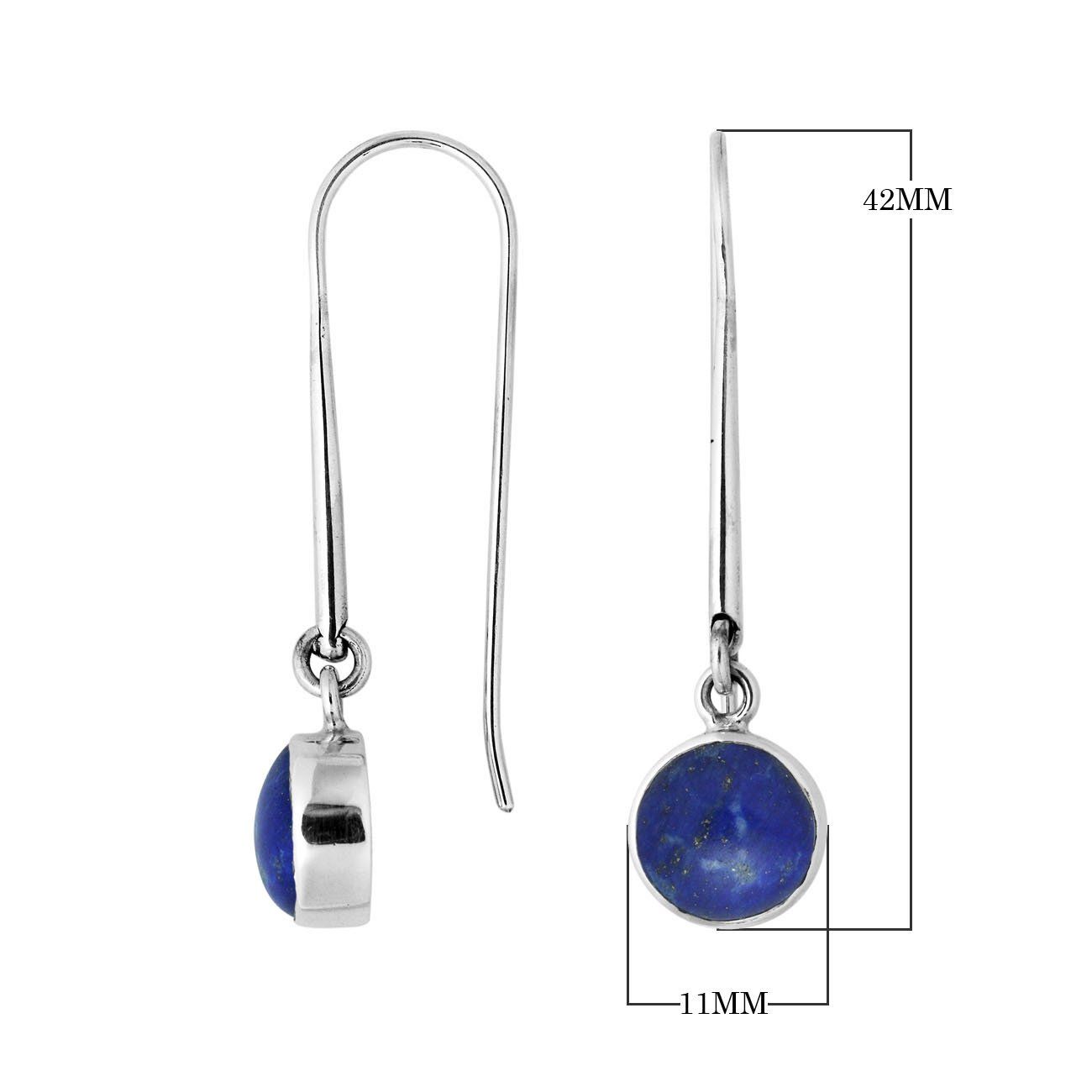 Wholesale sterling silver round hook earrings with Lapis stone
