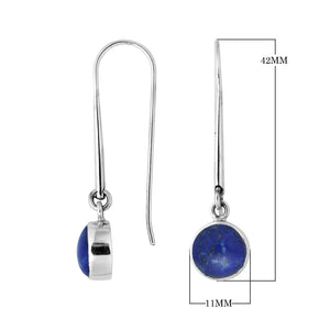 Wholesale sterling silver round hook earrings with Lapis stone
