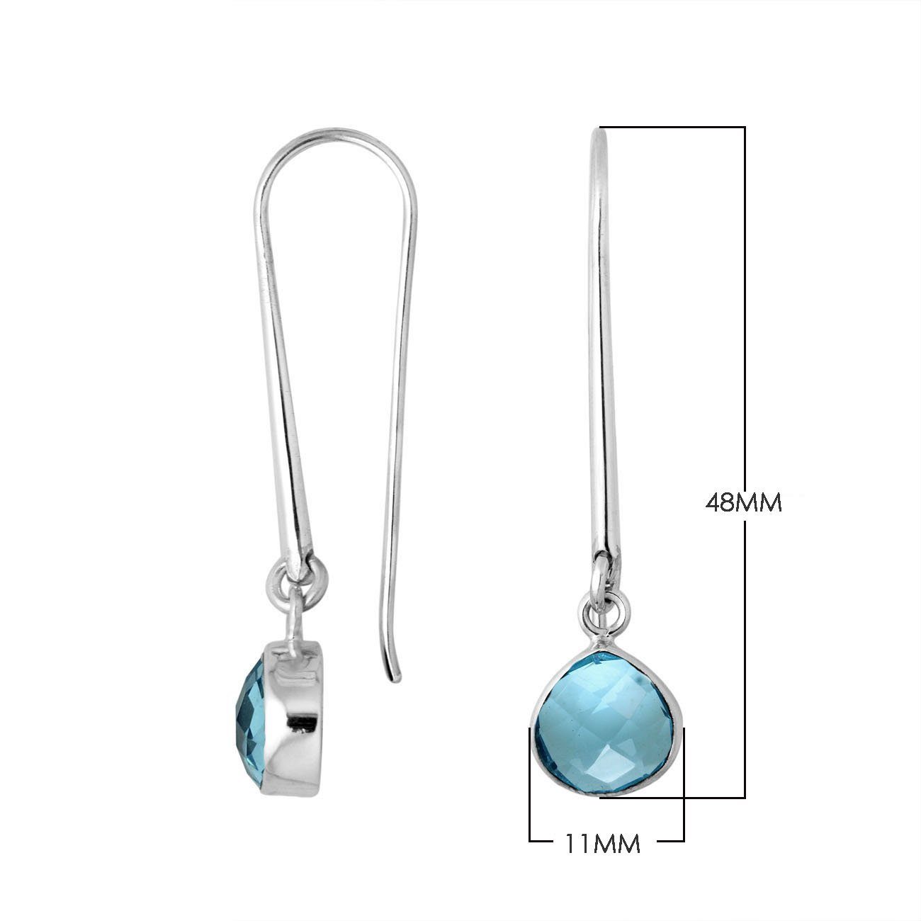 Wholesale sterling silver pear hook earrings with Blue Topaz Quartz stone