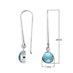 Wholesale sterling silver pear hook earrings with Blue Topaz Quartz stone