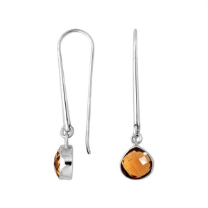 Wholesale sterling silver pear hook earrings with Citrine Quartz stone