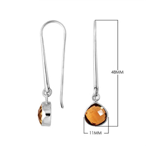 Wholesale sterling silver pear hook earrings with Citrine Quartz stone