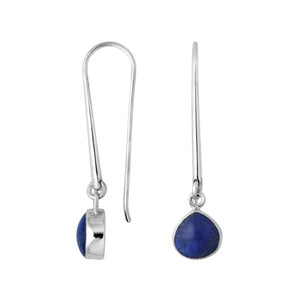 Wholesale sterling silver pear hook earrings with Lapis stone