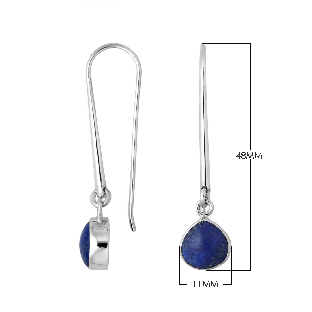 Wholesale sterling silver pear hook earrings with Lapis stone