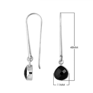 Wholesale sterling silver pear hook earrings with Black Onyx stone
