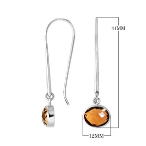 Wholesale sterling silver oval hook earrings with Citrine Quartz stone