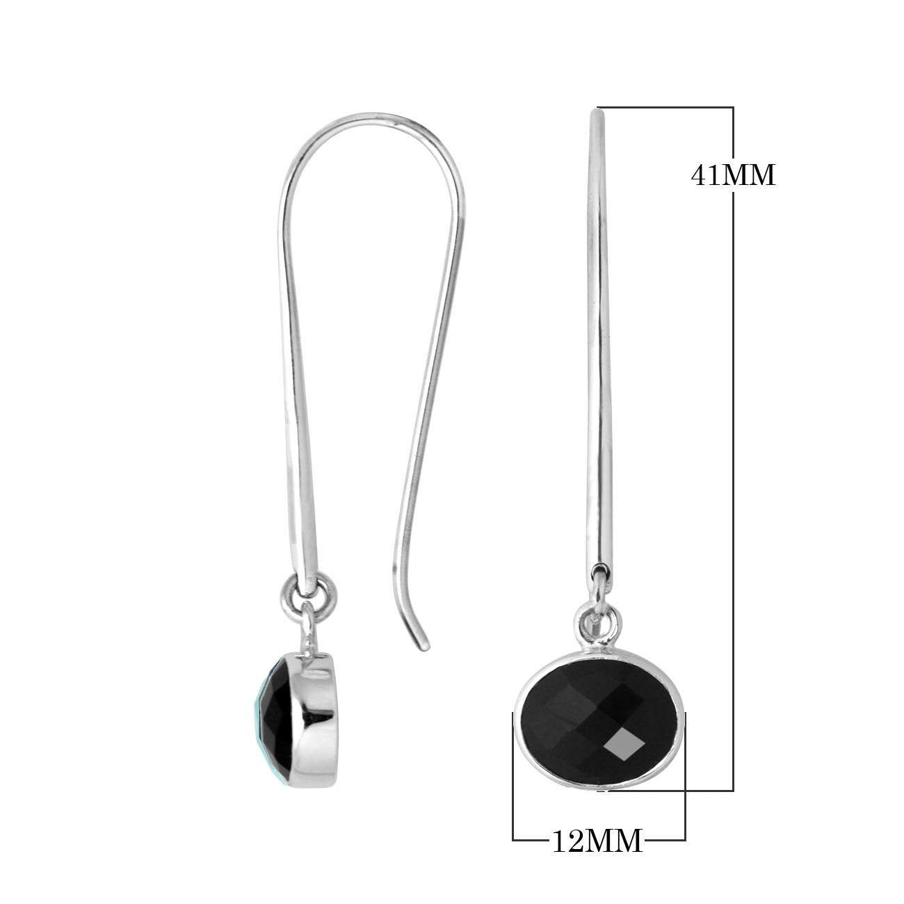 Wholesale sterling silver oval hook earrings with Black Onyx stone