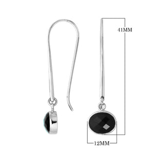 Wholesale sterling silver oval hook earrings with Black Onyx stone