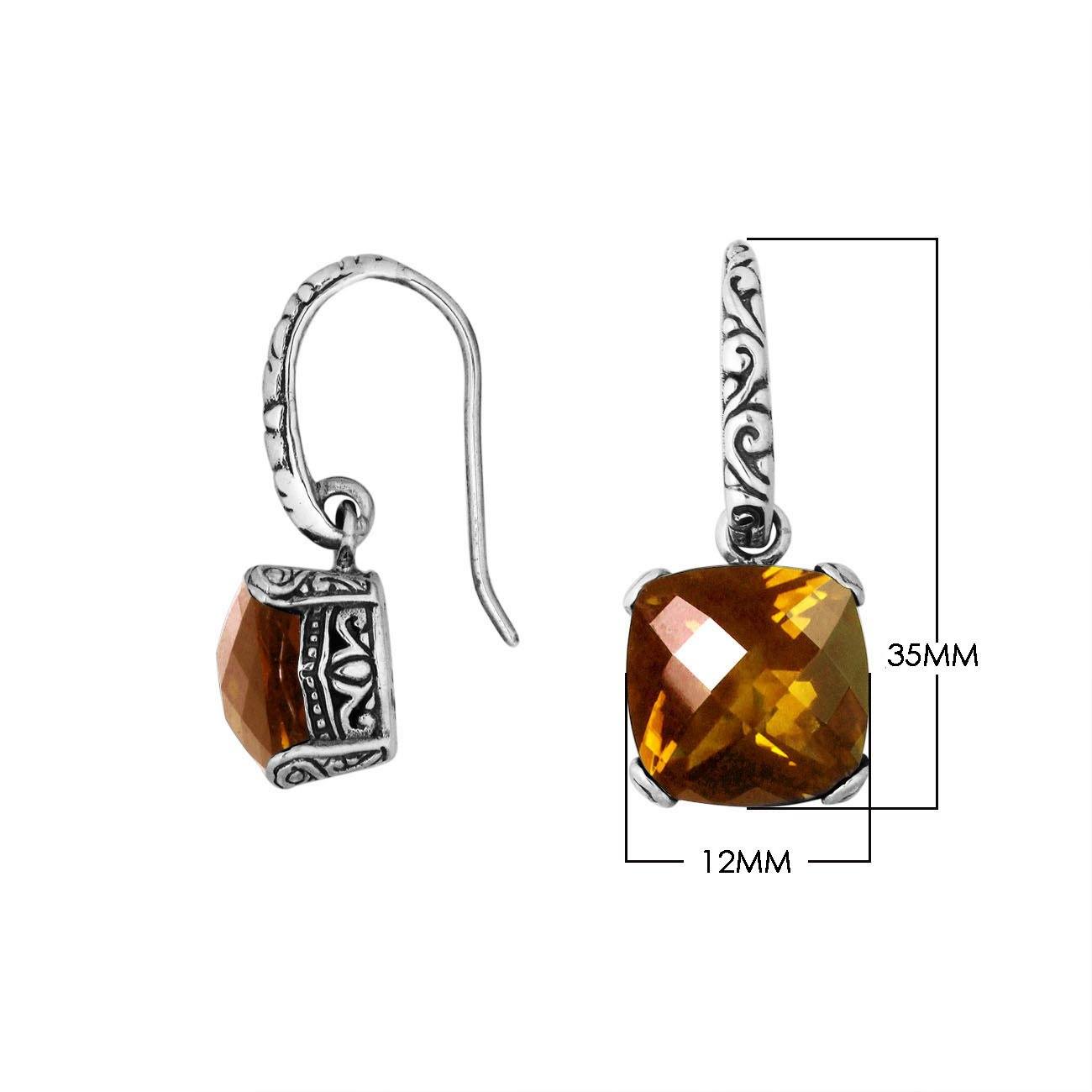 Wholesale sterling silver cushion earrings with Citrine Quartz stone