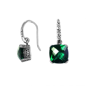 Wholesale sterling silver cushion earrings with Green Quartz stone