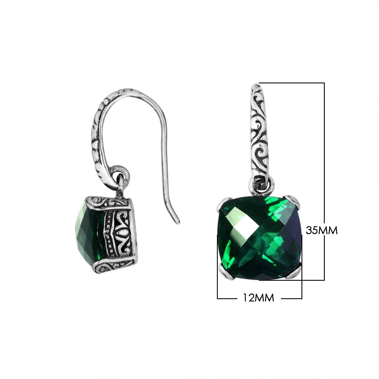 Wholesale sterling silver cushion earrings with Green Quartz stone