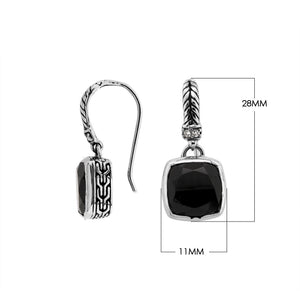 Wholesale sterling silver cushion earrings with Black Onyx and Cubic Zirconia