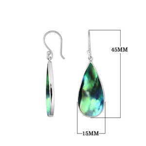 Wholesale sterling silver earrings with Abalone Shell teardrops in polished bezel frames.