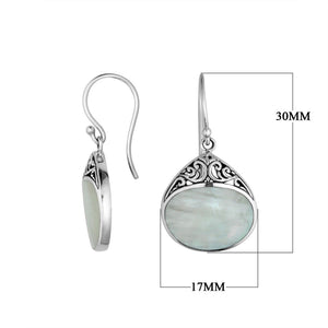 Wholesale Sterling Silver Mother Of Pearl Drop Earrings With Filigree Design