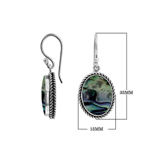 Wholesale Sterling Silver Oval Earrings With Abalone Shell And Rope Border