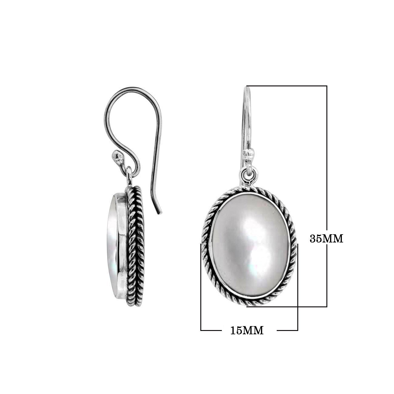 Wholesale Sterling Silver Oval Earrings With Mother Of Pearl And Rope Border