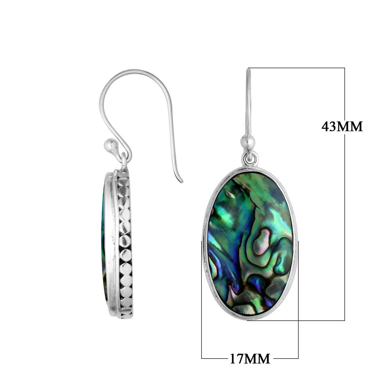 Wholesale Sterling Silver Oval Earrings With Abalone Shell And Hammered Edge