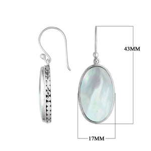 Wholesale Sterling Silver Oval Earrings With Mother Of Pearl And Hammered Edge