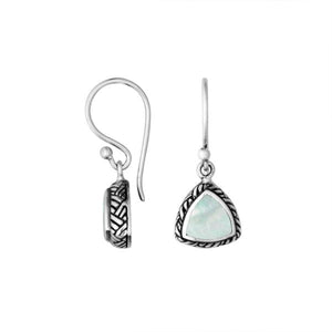 Wholesale Sterling Silver trillion Mother Of Pearl hook earrings with rope detailing