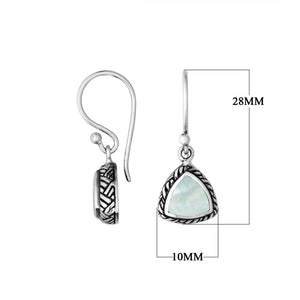 Wholesale Sterling Silver trillion Mother Of Pearl hook earrings with rope detailing