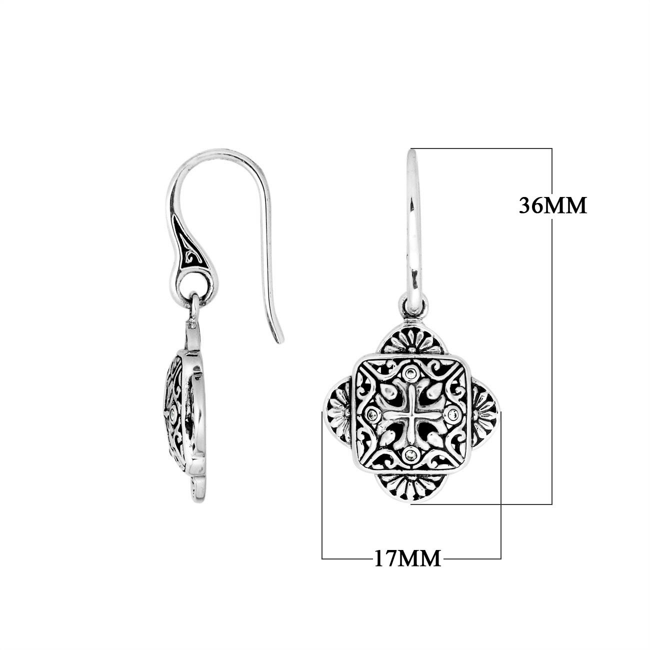 Wholesale sterling silver fancy Cubic Zirconia hook earrings with filigree design