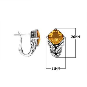 Wholesale sterling silver Citrine Quartz and Cubic Zirconia earrings with handcrafted silver detailing