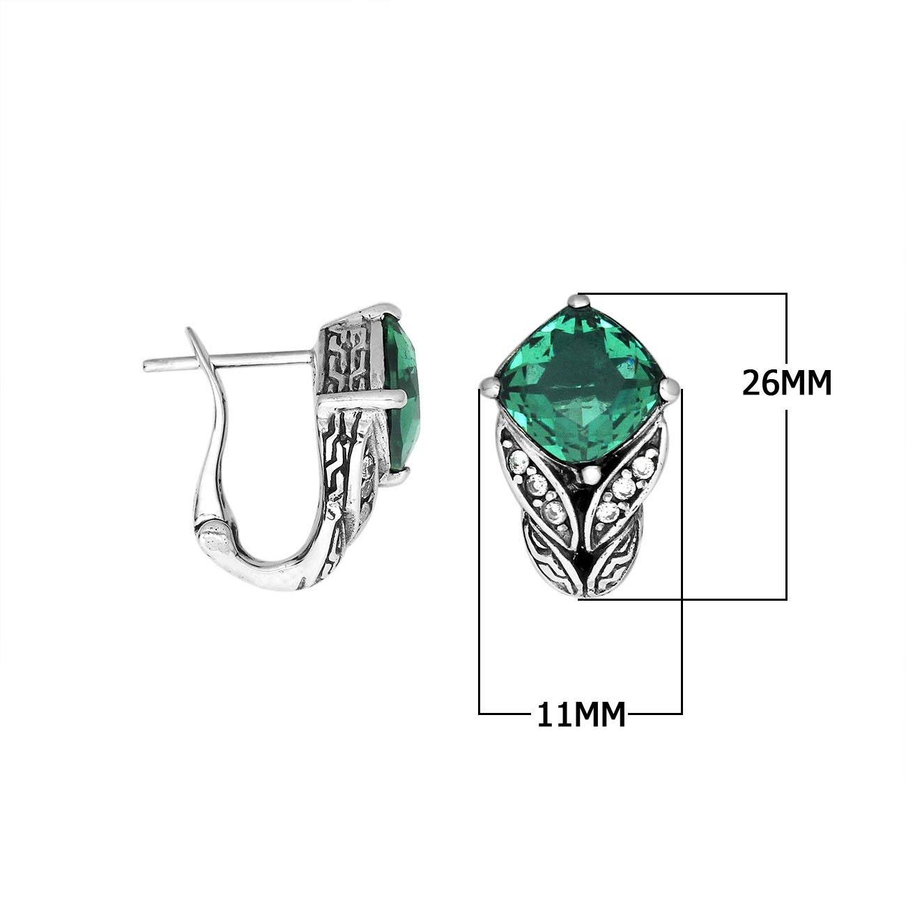 Wholesale sterling silver Green Quartz and Cubic Zirconia earrings with handcrafted detailing