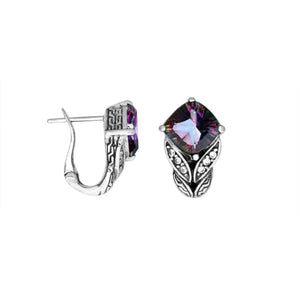 Wholesale sterling silver Mystic Quartz and Cubic Zirconia earrings with polished handcrafted detailing