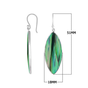 Wholesale marquise earrings crafted in sterling silver with vibrant Abalone Shell and a polished clean-edge design.