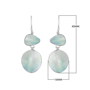 Wholesale sterling silver double-drop earrings featuring luminous Mother Of Pearl in polished settings.