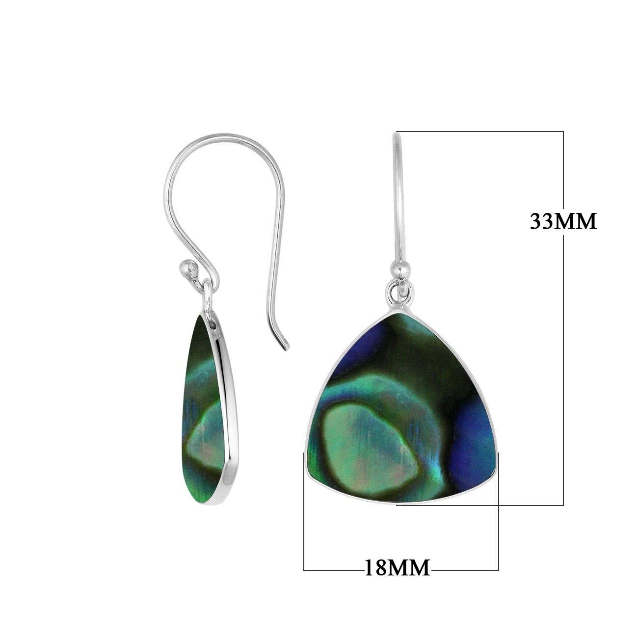 Sterling silver trilliant drop earrings with vibrant Abalone Shell for wholesale collections