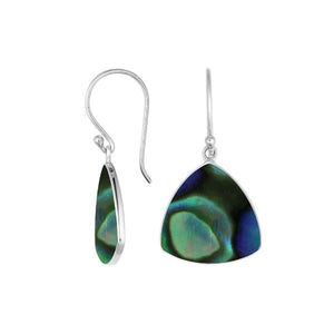 Sterling silver trilliant drop earrings with vibrant Abalone Shell for wholesale collections
