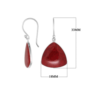 Sterling silver trilliant earrings with bold Red Coral drops designed for wholesale collections