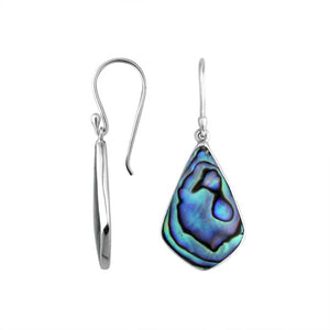 Sterling silver Abalone Shell teardrop hook earrings handcrafted in Bali Indonesia