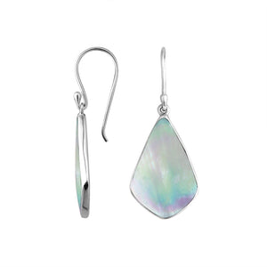Sterling Silver Mother Of Pearl fancy shape earrings with Earwire and polished mirror finish for wholesale jewelry collections.