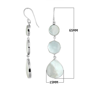 Sterling Silver Mother Of Pearl multi shape earrings with Earwire and mirror finish for wholesale jewelry collections.