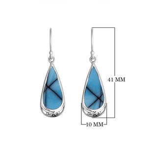 Bulk teardrop silver earrings featuring Turquoise Shell panels and a polished streamlined finish.