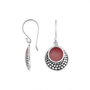Sterling silver Red Coral earrings with polished finish for wholesale collection.