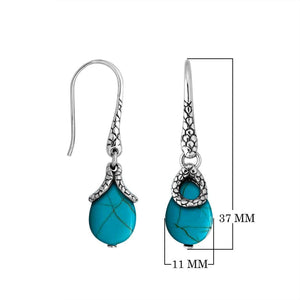 Sterling silver Turquoise Shell earrings with teardrop design and polished finish for wholesale collection.