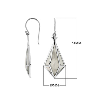 Wholesale Angular Prism Sterling Silver Earrings With Mother Of Pearl And Polished Finish