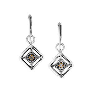Wholesale Sterling Silver Citrine Quartz Square Filigree Dangle Earrings With Bali Ornate Frame