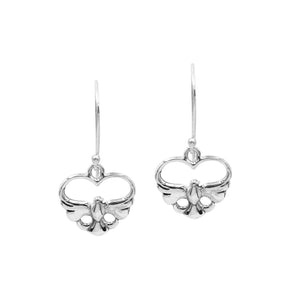 Wholesale Sterling Silver Sleek Open-Heart Tapered Drop Earrings With Bright Polish And Balinese Craftsmanship