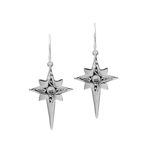 Wholesale Sterling Silver Delightful Charming Compass Shape Drop Earrings With Oxidized Finish And Balinese Craftsmanship